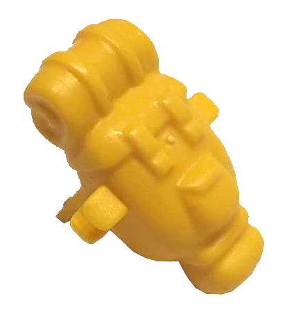 Display of LEGO part no. 30323 Minifigure Backpack with Sleeping Bag  which is a Yellow Minifigure Backpack with Sleeping Bag 