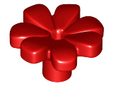 Display of LEGO part no. 32606 Friends Accessories Flower with 7 Thick Petals and Pin  which is a Red Friends Accessories Flower with 7 Thick Petals and Pin 