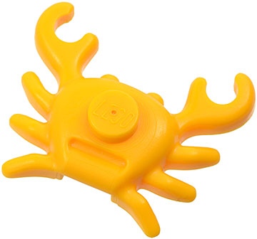 Display of LEGO part no. 33121 Crab  which is a Bright Light Orange Crab 