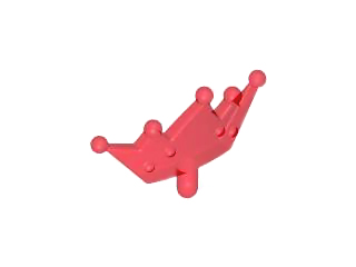 Display of LEGO part no. 33322 Minifigure, Crown Tiara, 5 Points, Rounded Ends  which is a Trans-Red Minifigure, Crown Tiara, 5 Points, Rounded Ends 