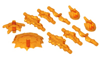 Display of LEGO part no. 35032 Power Bursts, 10 in Bag (Multipack)  which is a Trans-Orange Power Bursts, 10 in Bag (Multipack) 