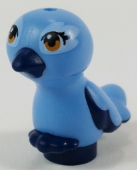 Display of LEGO part no. 35074pb03 Bird, Friends / Elves, Feet Joined with Medium Blue Body and Medium Nougat Eyes Pattern (Cinnamon / Mimi)  which is a Dark Blue Bird, Friends / Elves, Feet Joined with Medium Blue Body and Medium Nougat Eyes Pattern (Cinnamon / Mimi) 