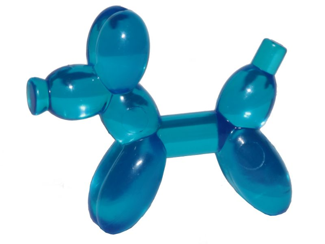 Display of LEGO part no. 35692 which is a Trans-Dark Blue Minifigure, Utensil Balloon Dog 