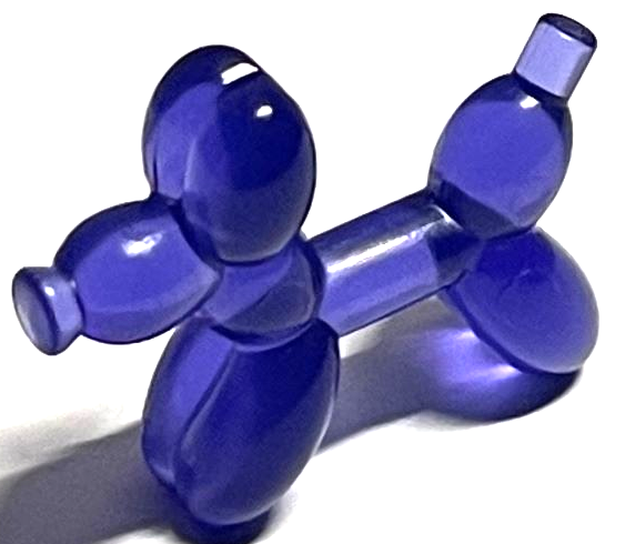 Display of LEGO part no. 35692 which is a Trans-Purple Minifigure, Utensil Balloon Dog 