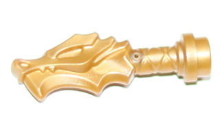 Display of LEGO part no. 36017 Minifigure, Weapon Sword Hilt with Dragon Head  which is a Pearl Gold Minifigure, Weapon Sword Hilt with Dragon Head 