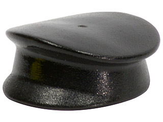 Display of LEGO part no. 3624 Minifigure, Headgear Hat, Police  which is a Black Minifigure, Headgear Hat, Police 