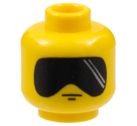 Display of LEGO part no. 3626bpse Minifigure, Head Glasses with Large Sunglasses with White Streaks Pattern (SW Scout Trooper), Blocked Open Stud  which is a Yellow Minifigure, Head Glasses with Large Sunglasses with White Streaks Pattern (SW Scout Trooper), Blocked Open Stud 