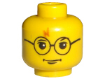 Display of LEGO part no. 3626bpx94 Minifigure, Head Glasses with Lightning Bolt on Forehead Pattern (HP Harry Potter), Blocked Open Stud  which is a Yellow Minifigure, Head Glasses with Lightning Bolt on Forehead Pattern (HP Harry Potter), Blocked Open Stud 