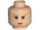 Display of LEGO part no. 3626bpx95 Minifigure, Head Male HP Draco with Brown Eyebrows, White Pupils, Closed Mouth Pattern, Blocked Open Stud  which is a Light Nougat Minifigure, Head Male HP Draco with Brown Eyebrows, White Pupils, Closed Mouth Pattern, Blocked Open Stud 