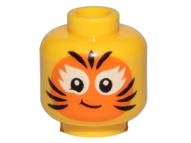 Display of LEGO part no. 3626cpb2378 Minifigure, Head Child Female Orange Cat Face Paint Pattern, Hollow Stud  which is a Yellow Minifigure, Head Child Female Orange Cat Face Paint Pattern, Hollow Stud 