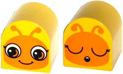 Duplo, Brick 2 x 2 x 2 Slope Curved Double with Orange Insect Face Eye ...