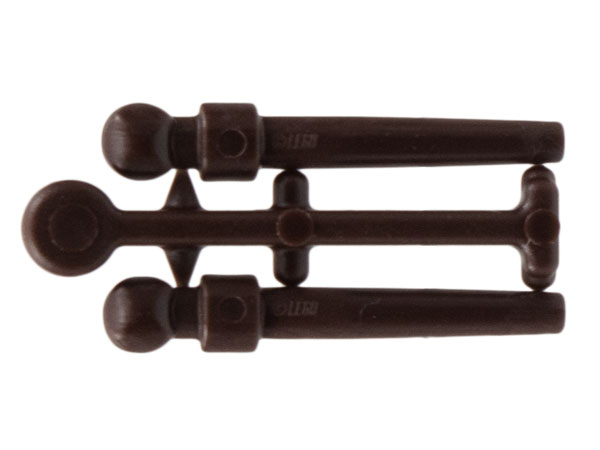 Display of LEGO part no. 36752 Minifigure, Utensil Wand, 2 on Sprue  which is a Dark Brown Minifigure, Utensil Wand, 2 on Sprue 