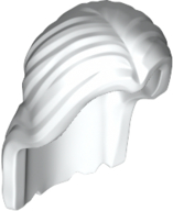 Display of LEGO part no. 36806 Minifigure, Hair Long, Parted in Center  which is a White Minifigure, Hair Long, Parted in Center 