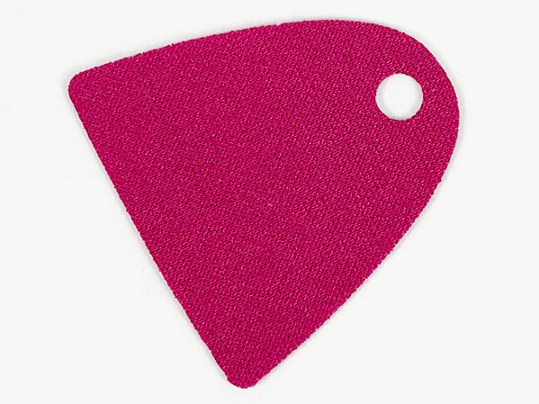 Display of LEGO part no. 37046 Minifigure Cape Cloth, Straight Bottom with Single Top Hole, Spongy Stretchable Fabric  which is a Magenta Minifigure Cape Cloth, Straight Bottom with Single Top Hole, Spongy Stretchable Fabric 