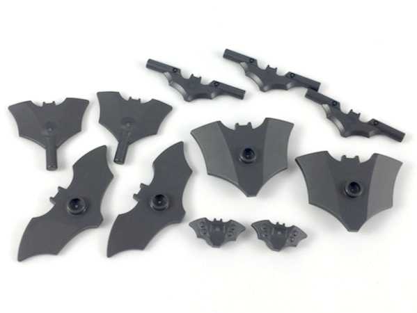 Display of LEGO part no. 37720 Minifigure, Weapon Batman, 11 in Bag (Multipack)  which is a Pearl Dark Gray Minifigure, Weapon Batman, 11 in Bag (Multipack) 