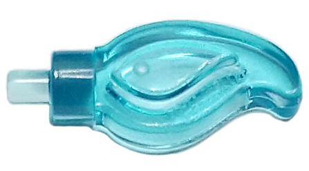 Display of LEGO part no. 37775 Wave Rounded Straight Single with Small Pin End (Candle Flame)  which is a Trans-Light Blue Wave Rounded Straight Single with Small Pin End (Candle Flame) 