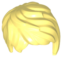 Display of LEGO part no. 37823 Minifigure, Hair Female Short Tousled with Side Part  which is a Bright Light Yellow Minifigure, Hair Female Short Tousled with Side Part 