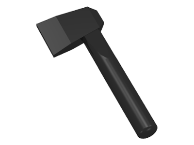 Display of LEGO part no. 3835 Minifigure, Utensil Axe  which is a Black Minifigure, Utensil Axe 