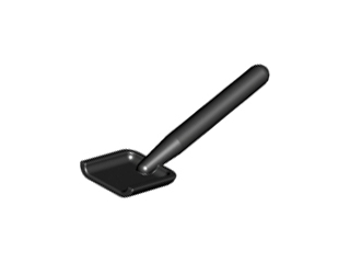 Display of LEGO part no. 3837 Minifigure, Utensil Shovel (Round Stem End)  which is a Black Minifigure, Utensil Shovel (Round Stem End) 