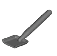 Display of LEGO part no. 3837 which is a Dark Bluish Gray Minifigure, Utensil Shovel / Spade, Handle with Round End 