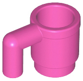 Display of LEGO part no. 3899 Minifigure, Utensil Cup  which is a Dark Pink Minifigure, Utensil Cup 