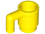 Display of LEGO part no. 3899 Minifigure, Utensil Cup  which is a Yellow Minifigure, Utensil Cup 
