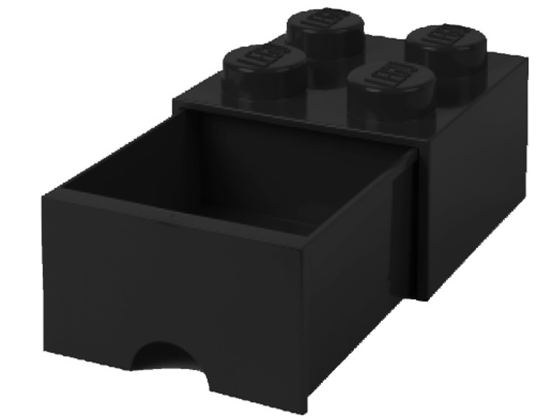Box art for LEGO Black Storage Brick 2 x 2 with Drawer (Cut on Bottom) 