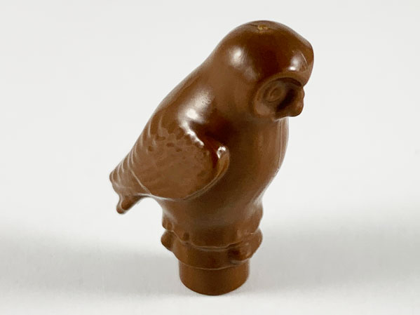 Display of LEGO part no. 40232 Owl, Rounded Features  which is a Brown Owl, Rounded Features 