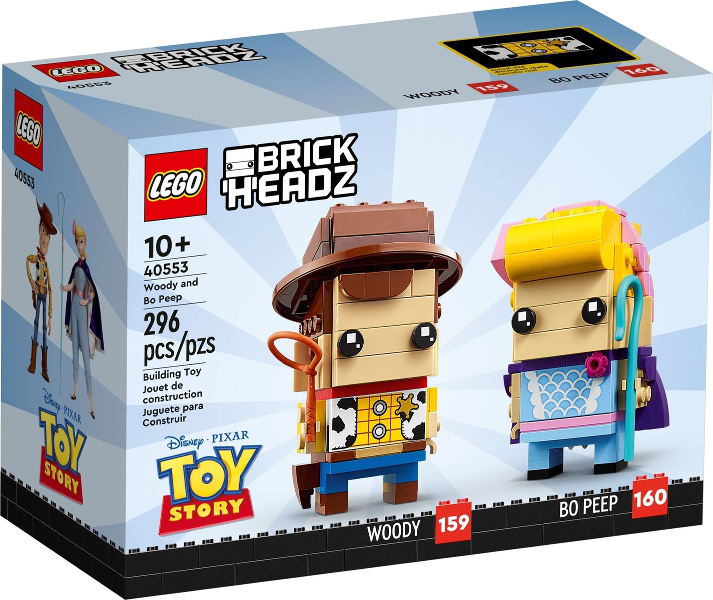 Box art for LEGO BrickHeadz Woody and Bo Peep 40553