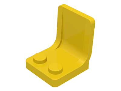 Display of LEGO part no. 4079 Minifigure, Utensil Seat / Chair 2 x 2  which is a Yellow Minifigure, Utensil Seat / Chair 2 x 2 