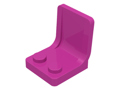 Display of LEGO part no. 4079 Minifigure, Utensil Seat / Chair 2 x 2  which is a Dark Pink Minifigure, Utensil Seat / Chair 2 x 2 