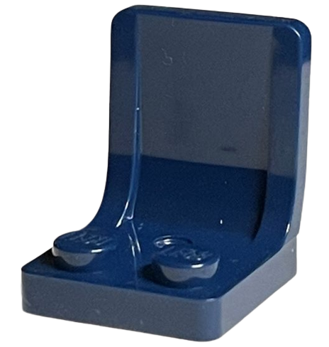 Display of LEGO part no. 4079b Minifigure, Utensil Seat / Chair 2 x 2 with Center Sprue Mark  which is a Dark Blue Minifigure, Utensil Seat / Chair 2 x 2 with Center Sprue Mark 