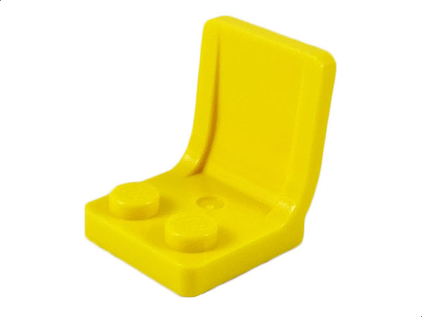 Display of LEGO part no. 4079b Minifigure, Utensil Seat / Chair 2 x 2 with Center Sprue Mark  which is a Yellow Minifigure, Utensil Seat / Chair 2 x 2 with Center Sprue Mark 
