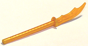 Display of LEGO part no. 41159pb02 Minifigure, Weapon Naginata with Marbled Trans-Orange Pattern  which is a Pearl Gold Minifigure, Weapon Naginata with Marbled Trans-Orange Pattern 