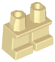 Display of LEGO part no. 41879 Legs Short  which is a Tan Legs Short 