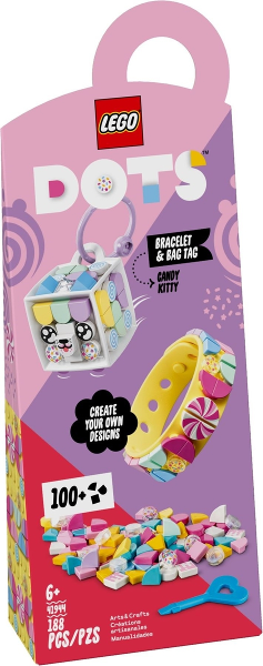 Box art for LEGO Dots Candy Kitty, Bracelet & Bag Tag 41944