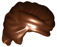Display of LEGO part no. 43753 Minifigure, Hair Swept Back Tousled  which is a Reddish Brown Minifigure, Hair Swept Back Tousled 