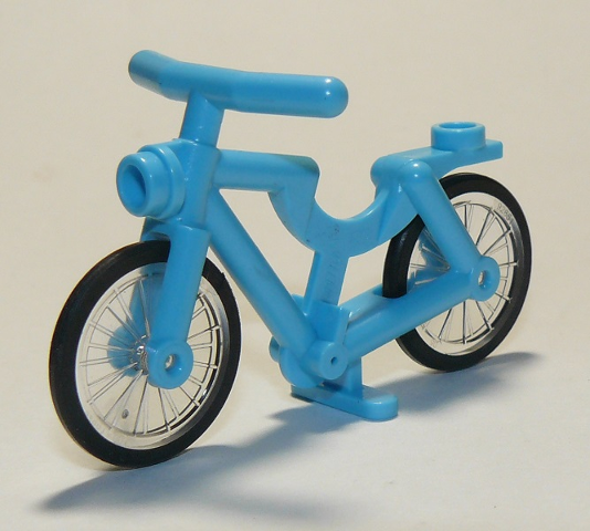 Display of LEGO part no. 4719c02 Bicycle (1-Piece Wheels)  which is a Medium Azure Bicycle (1-Piece Wheels) 