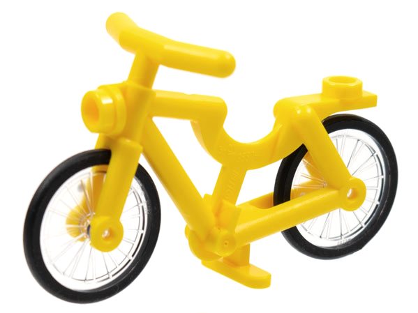 Display of LEGO part no. 4719c02 Bicycle (1-Piece Wheels)  which is a Yellow Bicycle (1-Piece Wheels) 