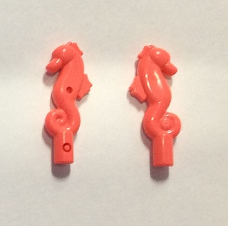 Display of LEGO part no. 49595a Friends Accessories Seahorse  which is a Coral Friends Accessories Seahorse 