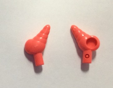 Display of LEGO part no. 49595b Friends Accessories Horn Snail Shell  which is a Coral Friends Accessories Horn Snail Shell 