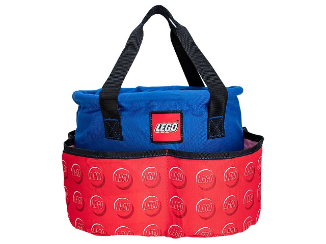 Box art for LEGO Storage Bucket Soft, Blue with Red Outer Pockets 
