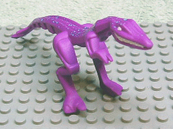 Display of LEGO part no. 54125pb02 Dinosaur Mutant Lizard with Blue Specks on Back Pattern  which is a Light Purple Dinosaur Mutant Lizard with Blue Specks on Back Pattern 