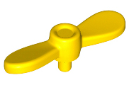 Display of LEGO part no. 54568 Minifigure, Propeller 2 Blade Twisted Tiny with Small Pin  which is a Yellow Minifigure, Propeller 2 Blade Twisted Tiny with Small Pin 