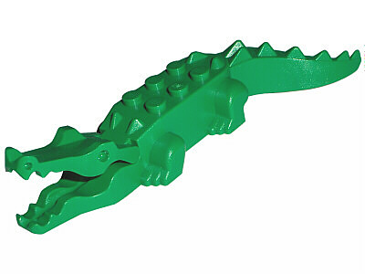 Display of LEGO part no. 6026c01 Alligator / Crocodile with 8 Teeth  which is a Green Alligator / Crocodile with 8 Teeth 