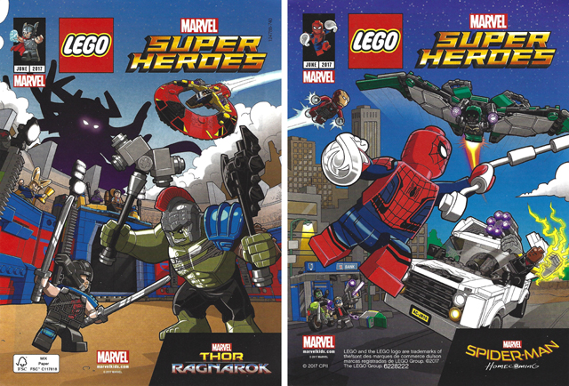 Cover for LEGO Super Heroes Comic Book, Marvel, Spider-Man Homecoming and Thor Ragnorak, June 2017 (6228219 / 6228222)  6228219