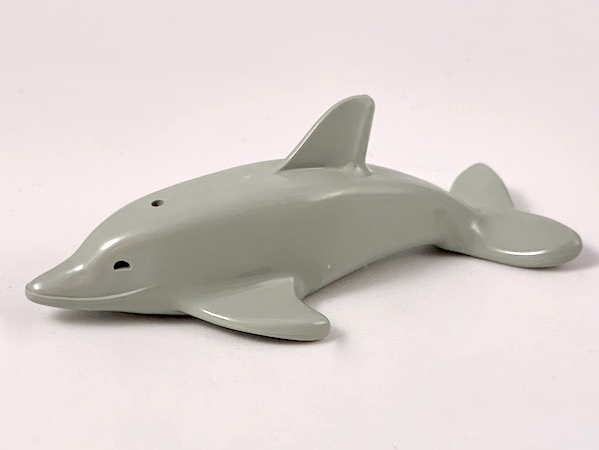 Display of LEGO part no. 6228a which is a Light Gray Dolphin with Normal Connection 