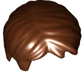 Display of LEGO part no. 62810 Minifigure, Hair Short Tousled with Side Part  which is a Reddish Brown Minifigure, Hair Short Tousled with Side Part 