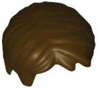 Display of LEGO part no. 62810 Minifigure, Hair Short Tousled with Side Part  which is a Dark Brown Minifigure, Hair Short Tousled with Side Part 