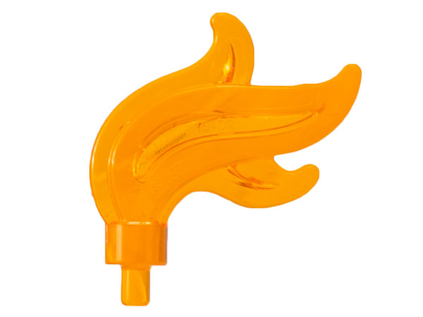 Display of LEGO part no. 64647 Minifigure, Plume Feather Triple Compact / Flame / Water  which is a Trans-Orange Minifigure, Plume Feather Triple Compact / Flame / Water 